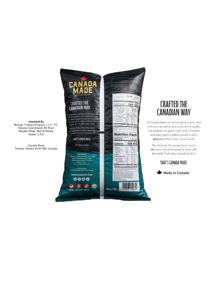 Canada Made Healthy Snacks - 100% Avocado Oil Kettle Cooked Potato Chips -  Sea Salt & Malt Vinegar Flavor - Healthy Chips - Made in Canada Snacks - 150g Bag - Image 2