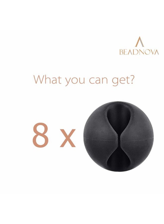 Beadnova Cable Clips Cord Organizer Cable Management Wire Cord Holder 1 Slots Adhesive Cord Holder for Car, Power Cords and Charging Accessory Cables, Mouse Cable, PC, Office, Home (Black, 8 pcs) - Image 2