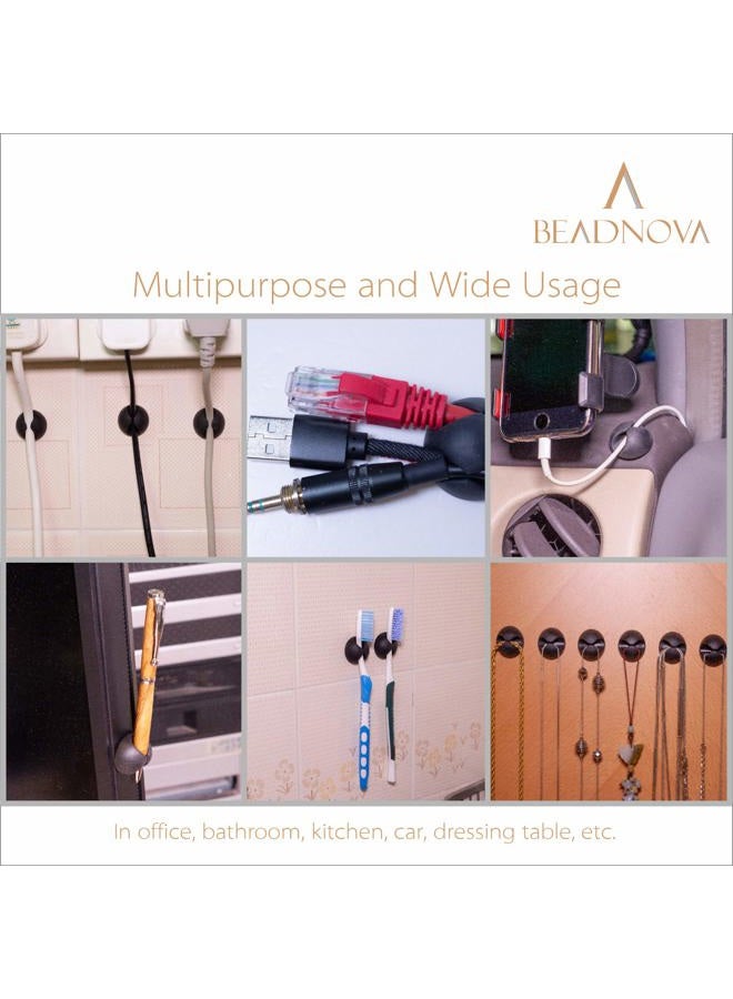 Beadnova Cable Clips Cord Organizer Cable Management Wire Cord Holder 1 Slots Adhesive Cord Holder for Car, Power Cords and Charging Accessory Cables, Mouse Cable, PC, Office, Home (Black, 8 pcs) - Image 4