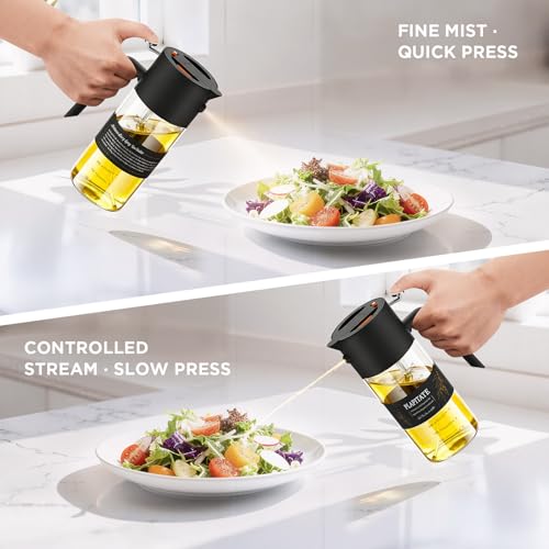 PLAPITATE 17oz/500ml Premium Olive Oil Sprayer for Cooking, 2 in 1 Glass Olive Oil Dispenser Bottle for Kitchen Gadgets, Spray Bottle with Portion Control for Salad, Frying, BBQ (Black) - Image 3
