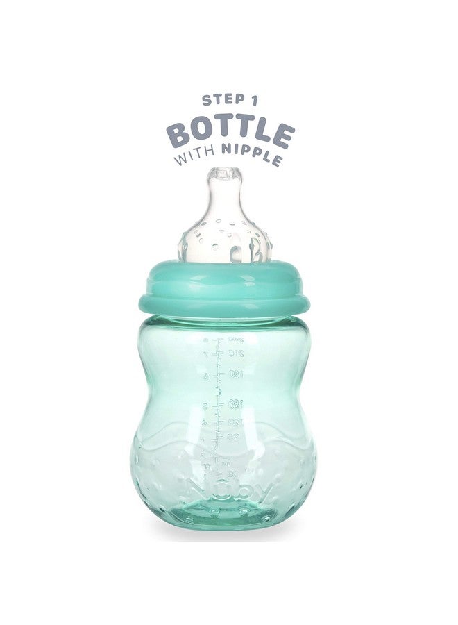 Nuby 3 Stage Tritan Wide Neck Grow With Me No Spill Bottle To Cup 8 Oz Teal - Image 3
