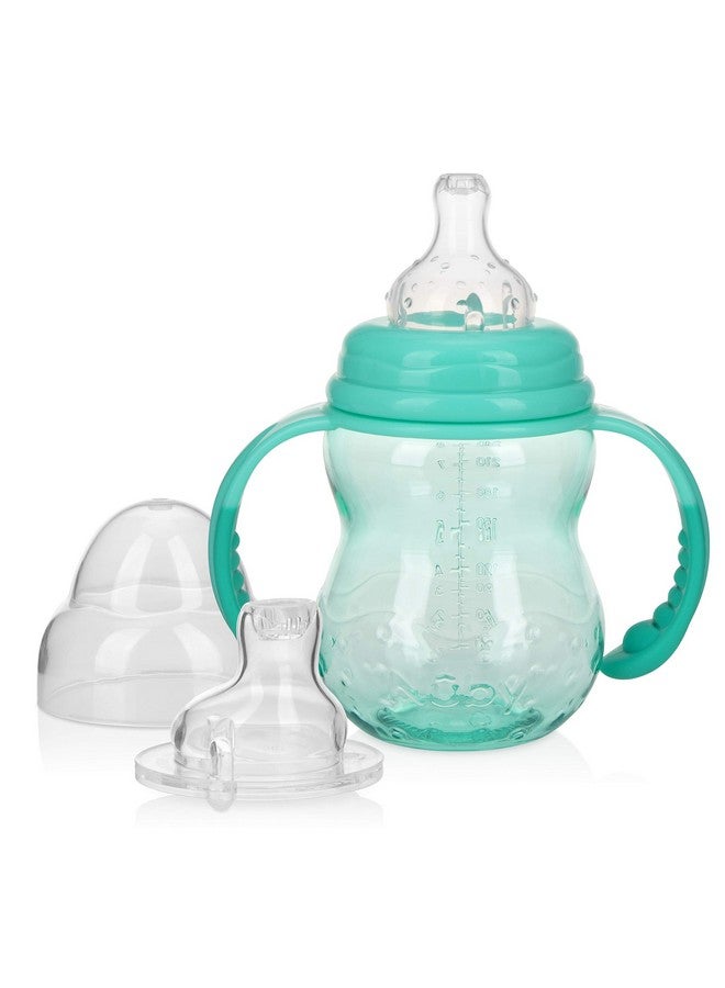 Nuby 3 Stage Tritan Wide Neck Grow With Me No Spill Bottle To Cup 8 Oz Teal - Image 1