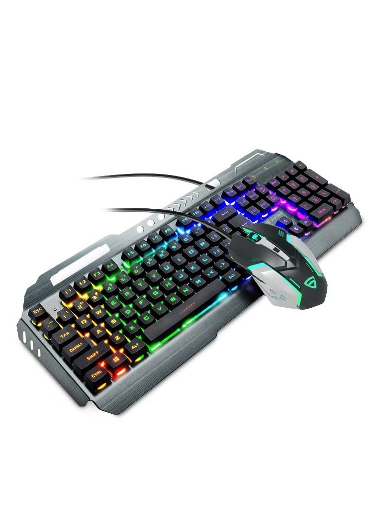 Raegr - RAEGR RapidGear X70 Gaming Keyboard & Mouse Set | Made of Aluminium Body | 4 Choices of Adjustable DPI | 3 Rainbow Lighting Modes, Instant Media Access | Gaming Mouse - Image 1