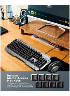 Raegr RAEGR RapidGear X70 Gaming Keyboard & Mouse Set | Made of Aluminium Body | 4 Choices of Adjustable DPI | 3 Rainbow Lighting Modes, Instant Media Access | Gaming Mouse  - Image 3