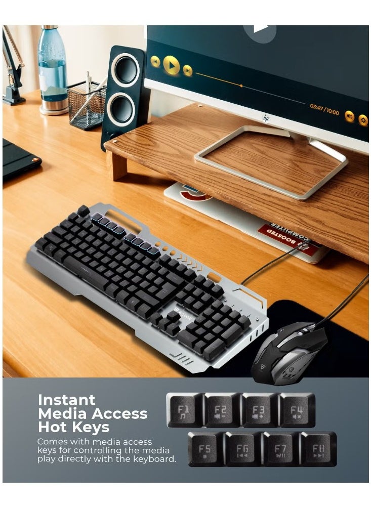 Raegr - RAEGR RapidGear X70 Gaming Keyboard & Mouse Set | Made of Aluminium Body | 4 Choices of Adjustable DPI | 3 Rainbow Lighting Modes, Instant Media Access | Gaming Mouse - Image 1