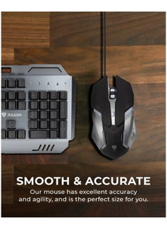 Raegr RAEGR RapidGear X70 Gaming Keyboard & Mouse Set | Made of Aluminium Body | 4 Choices of Adjustable DPI | 3 Rainbow Lighting Modes, Instant Media Access | Gaming Mouse  - Image 4