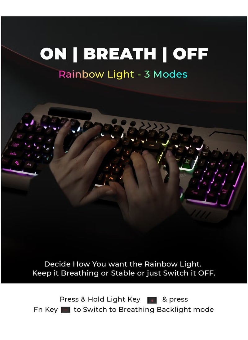 Raegr - RAEGR RapidGear X70 Gaming Keyboard & Mouse Set | Made of Aluminium Body | 4 Choices of Adjustable DPI | 3 Rainbow Lighting Modes, Instant Media Access | Gaming Mouse - Image 1