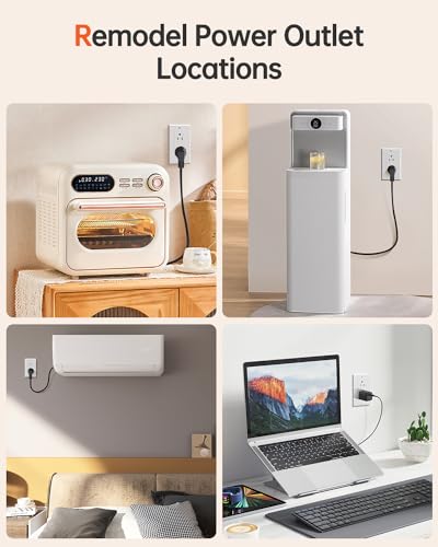ELECPOW in-Wall Outlet Relocation Kit & Recessed TV Outlet Box | Power Extender for Unreachable Outlets, Cable Concealer System to Hide TV Cords, 2 AC Outlets, Tool-Free Installation, White - Image 5