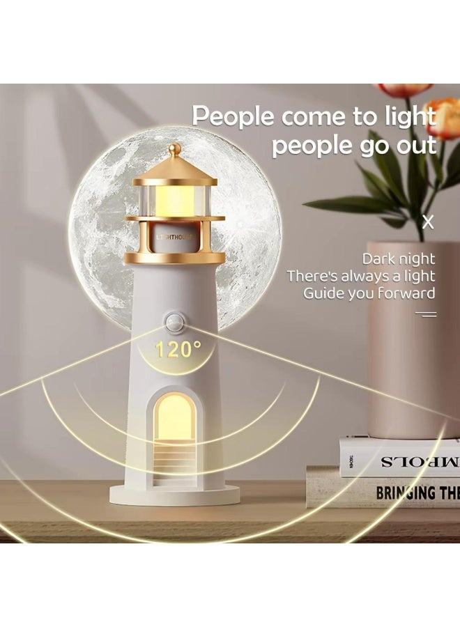 Tradeo LED Lighthouse Night Lamp with Remote, Motion Sensor & Moonlight Projection for Desktop - Image 4