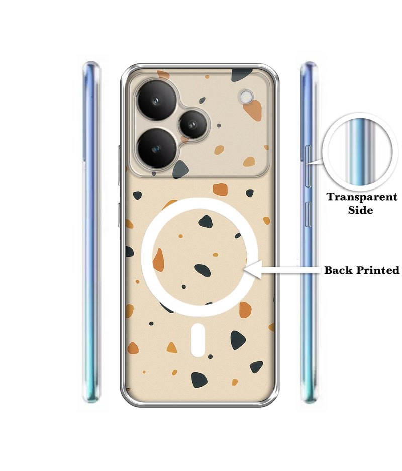 Casotec Case Cover for Realme P4 Pro 5G Terrazzo Stone Beige MagSafe Ring Design (Not MagSafe Compatible) | UV Printed Soft TPU Shockproof Back Case for Realme P4 Pro 5G - Image 2