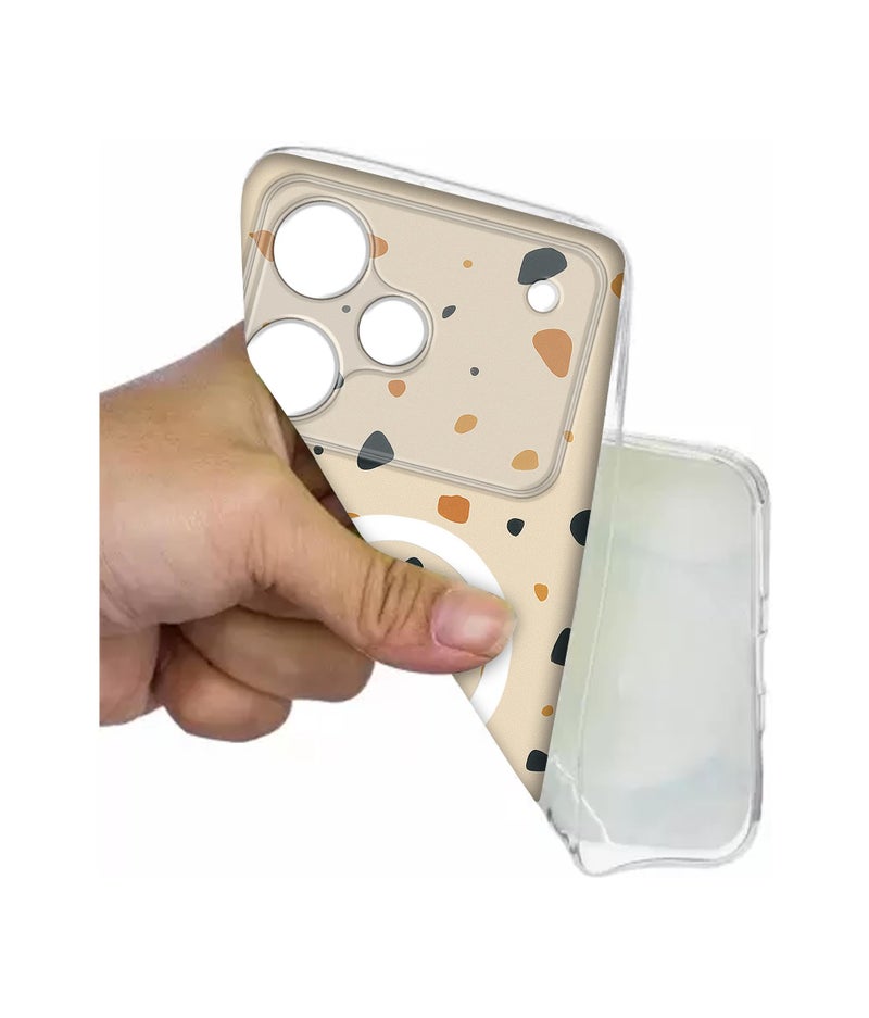 Casotec Case Cover for Realme P4 Pro 5G Terrazzo Stone Beige MagSafe Ring Design (Not MagSafe Compatible) | UV Printed Soft TPU Shockproof Back Case for Realme P4 Pro 5G - Image 4