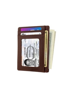 SKENZBI Cardholder For Men Women Genuine Leather Wallet Minimalist RFID Protected  Brown  - Image 2