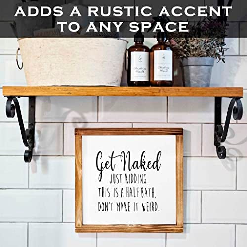 MAINEVENT Get Naked Sign For Bathroom Decor Wall 12x12 Inch - Rustic Bathroom Get Naked Just Kidding This is a Half Bath, Bathroom Signs Decor Farmhouse - Image 2