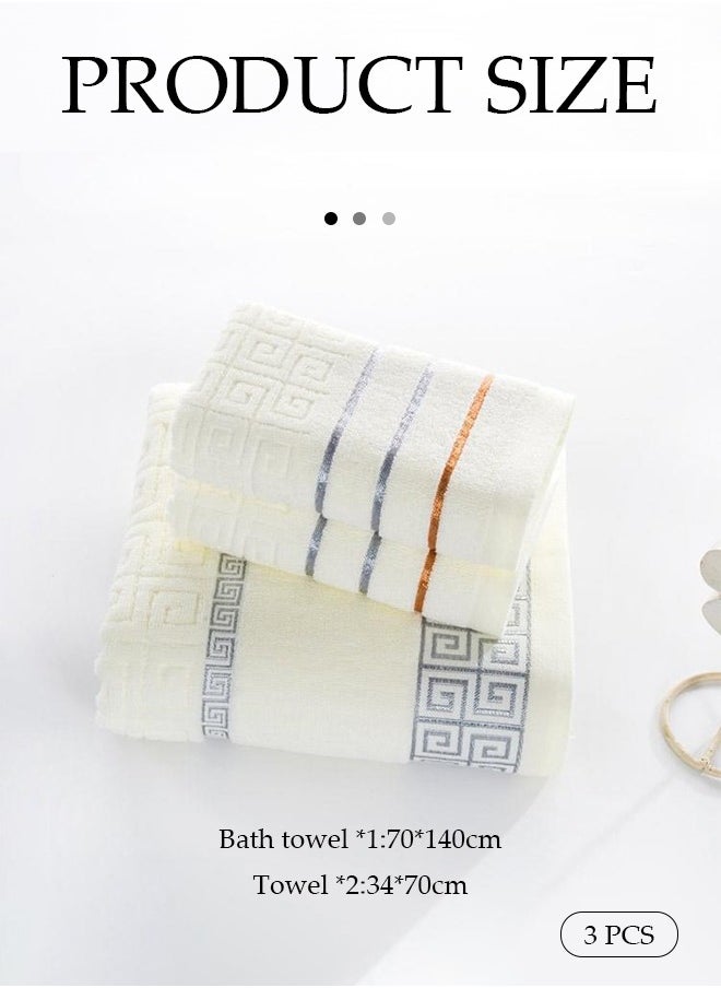 DUNISO 3 Pieces of Towel set, 100% pure cotton absorbent jacquard face towel, with two towels and one bath towel, suitable for hydrotherapy, yoga, fitness, bathroom  - Image 5