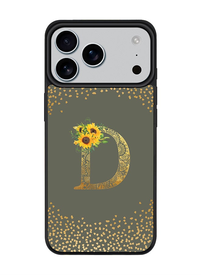 Stylizedd iPhone 17 Pro Max Case, [Compatible with MagSafe] Slim Magnetic cover Phone Case iPhone 17 Pro Max -Custom Floral Monogram - D  (Olive Green ) - Image 1