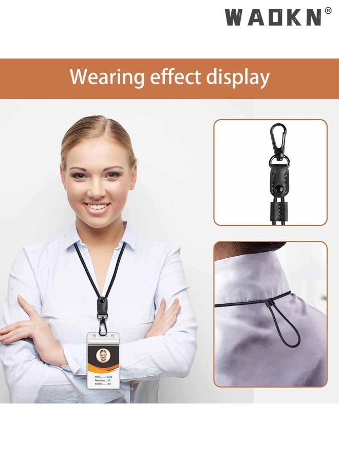 WAOKN Lanyard for Key, 2 Pack of Leather Lanyard Neck Strap with Strong Metal Clip for ID Card Badge Holder, Keys, Cell Phone, Mini Notebook Unisex (Brown Black 2 Lanyards)  - Image 5