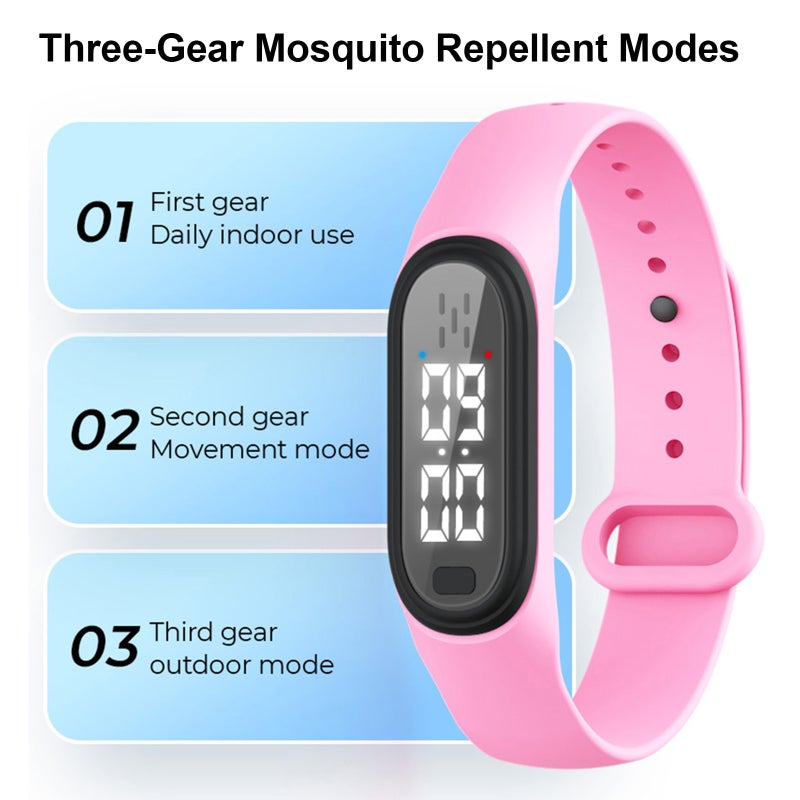 Smart Bracelet: Purple, USB Fast Charging, 3-Gear Mosquito Repellent Modes - 24/7 Body Temperature Monitor With Alarm, No Phone Connection Needed for Indoor Outdoor Daily Use - Image 3