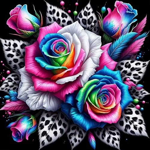KTHOFCY 5D DIY Colorful Flower Diamond Painting Kits for AdultsFlower Floral Full Drill Embroidery Cross Stitch Crystal Rhinestone Paintings Pictures Arts Wall Decor Painting Dots Kits 118X118 inch - Image 1