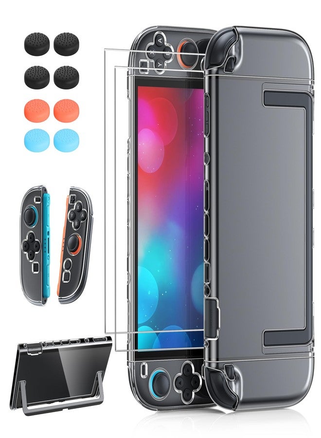 FYOUNG Protective Case Cover Shell for Nintendo Switch 2, Full Protection Clear Hard PC Accessories Case with 2 Screen Protector,8 Thumb Grips (Not Dockable) - Image 1