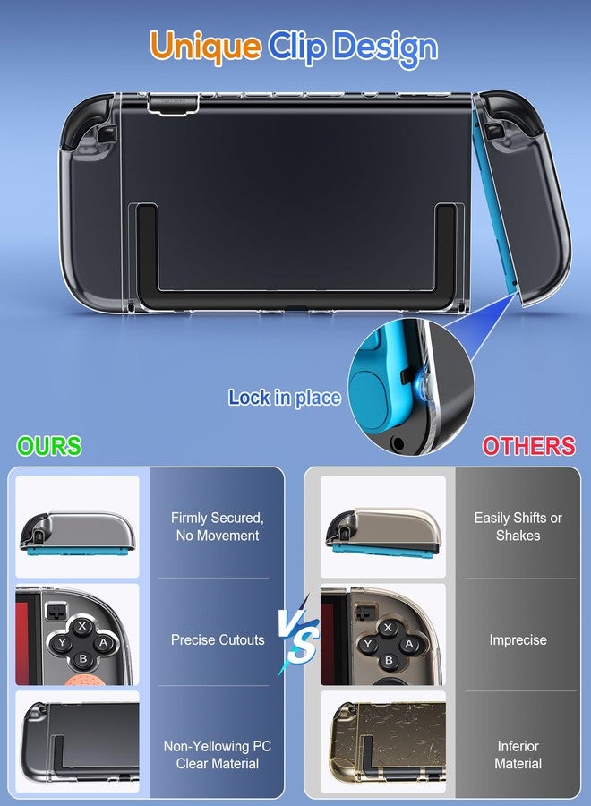 FYOUNG Protective Case Cover Shell for Nintendo Switch 2, Full Protection Clear Hard PC Accessories Case with 2 Screen Protector,8 Thumb Grips (Not Dockable) - Image 5