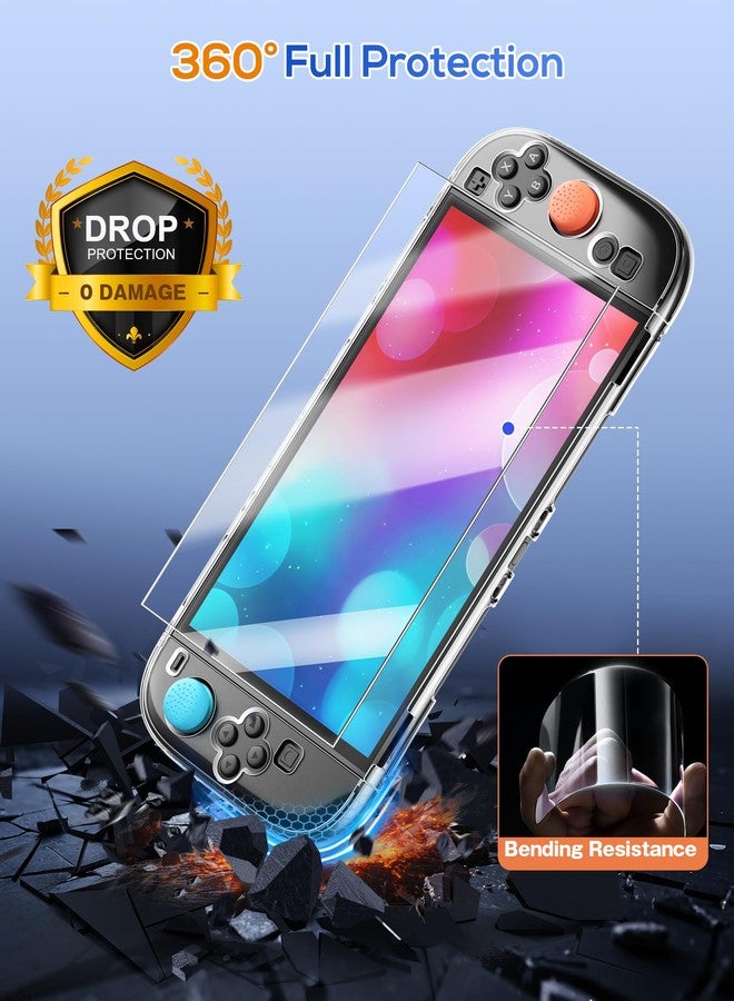 FYOUNG Protective Case Cover Shell for Nintendo Switch 2, Full Protection Clear Hard PC Accessories Case with 2 Screen Protector,8 Thumb Grips (Not Dockable) - Image 2