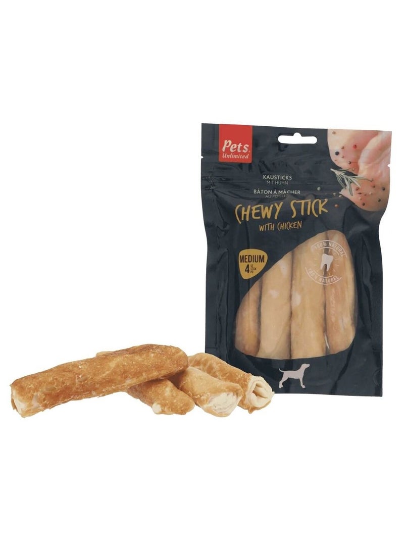 Pets Unlimited 4Pc Chewy Sticks with Chicken Med Dog Treats 100g - Image 1