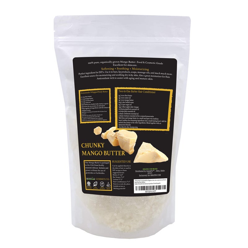 GreenIVe Deodorized Mango Butter 100% Pure Raw Creamy All Natural Skin Moisturizer (16 Ounce Jar) - Image 2