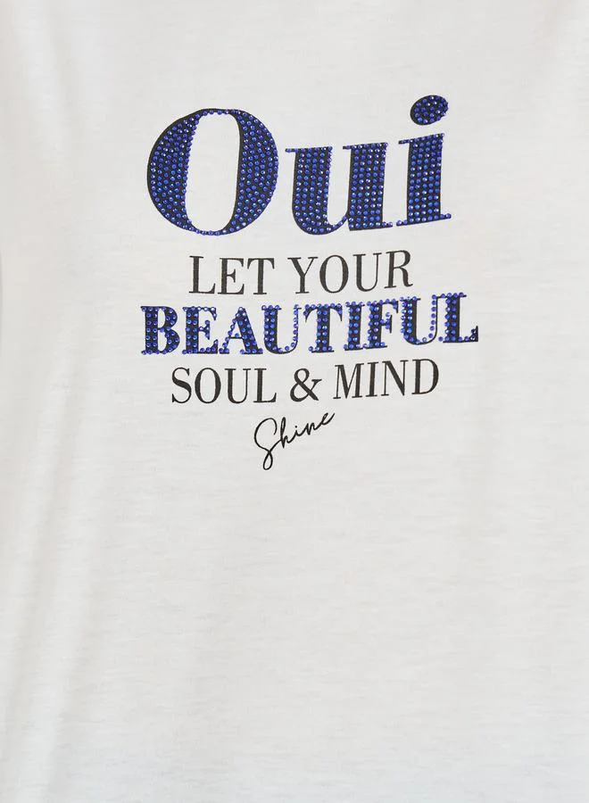 ستايلي Embellished Let your Beautiful Soul Oversized T-shirt