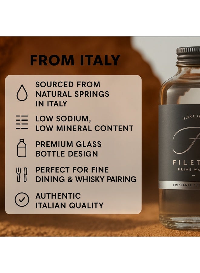 فتاة صغيرة فيليت مياه فوارة فاخرة، منخفضة الصوديوم، مستوردة من إيطاليا، زجاجة سعة 470 مل، عبوة من 4، مياه فوارة إيطالية نقية - Image 4