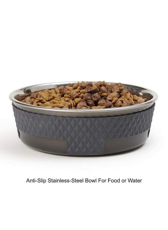 PetRageous - PetRageous 16020 Kona Stainless Steel Non-Slip Dishwasher Safe Dog Bowl 6.5-Cup 8.5-Inch Diameter 2.75-Inch Tall for Large and Extra Large Dogs and Cats, Grey - Image 1