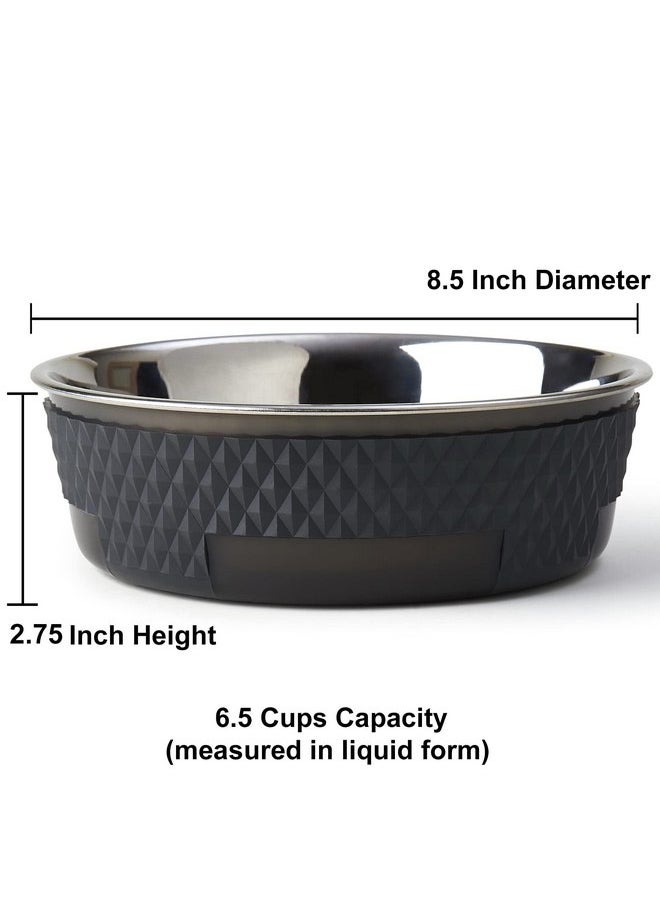 PetRageous - PetRageous 16020 Kona Stainless Steel Non-Slip Dishwasher Safe Dog Bowl 6.5-Cup 8.5-Inch Diameter 2.75-Inch Tall for Large and Extra Large Dogs and Cats, Grey - Image 1