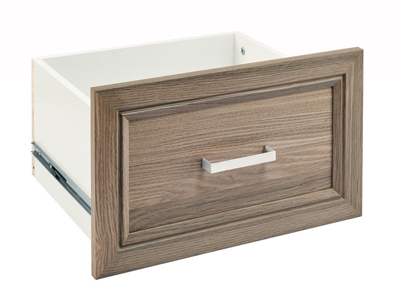 ClosetMaid SuiteSymphony Wood Add On Accessory Shaker Style For Storage Closet Clothes x 10 Size for 16 in Units Natural GraySatin Nickel 16 X 10 Drawer