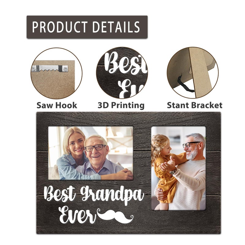 JNDJE هدايا جد Jndje Grandpa Day Grandpa Gift من Grandkids Birthday Gifts for Grandpa 3D Photo Frame عقد 4 × 6 بوصات صورتين - هدايا بابا فريدة من نوعها له إطار الصورة - Image 5
