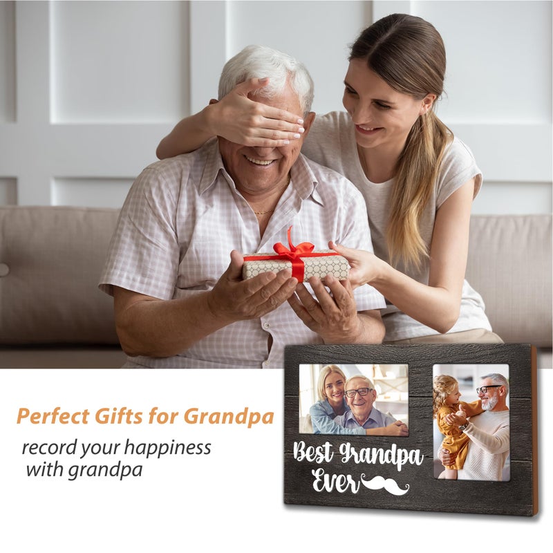 JNDJE هدايا جد Jndje Grandpa Day Grandpa Gift من Grandkids Birthday Gifts for Grandpa 3D Photo Frame عقد 4 × 6 بوصات صورتين - هدايا بابا فريدة من نوعها له إطار الصورة - Image 3