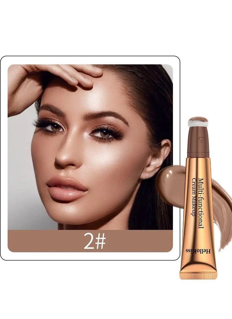 HelloKiss Blush Rouge Stick with Cushion Applicator Attached Easy to Blend Lightweight Blendable Super Silky Cream Makeup Pen Contour Stick Face Illuminator Makeup Stick  - Image 1
