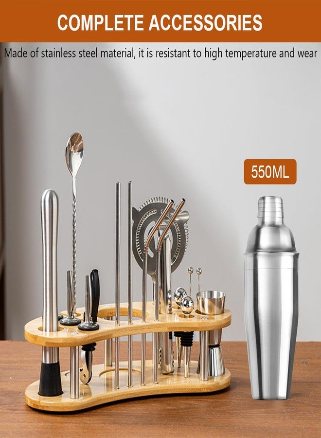 Supvox® 19Pcs Professional Cocktail Shaker Set, Bartender Kit - Cocktail Kit, Cocktail Set, Making Kit with Bamboo Display Stand & 550ml Stainless Steel Bartending Tools for Bar Home - Image 5