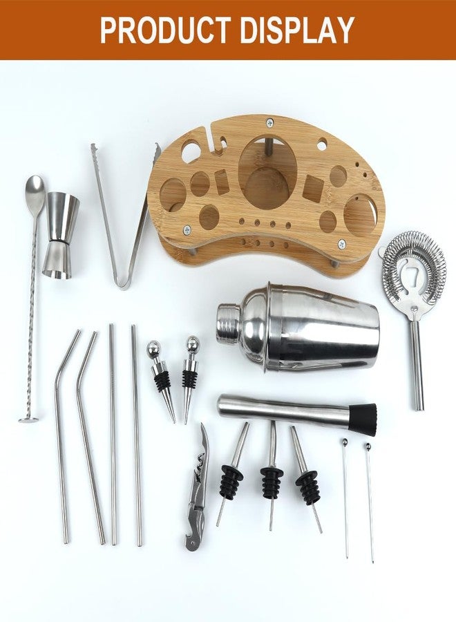 Supvox® 19Pcs Professional Cocktail Shaker Set, Bartender Kit - Cocktail Kit, Cocktail Set, Making Kit with Bamboo Display Stand & 550ml Stainless Steel Bartending Tools for Bar Home - Image 3