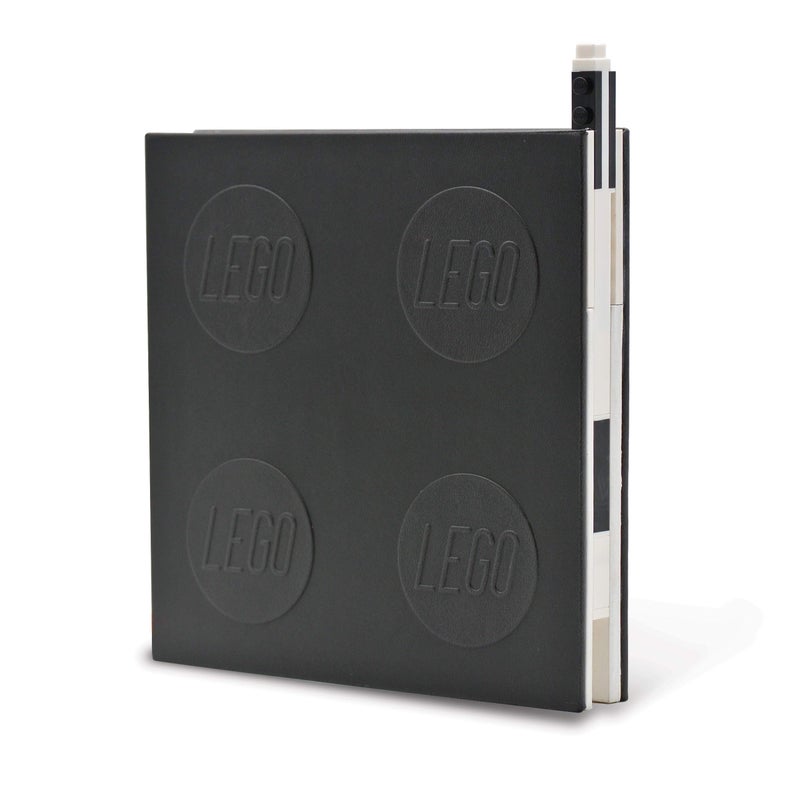 IQ Lego Locking Notebook with Gel Pen - Black (53567), Hardcover Notebook for School, Office, Home, Square, 6 inches x 6 inches, Lined - Image 1