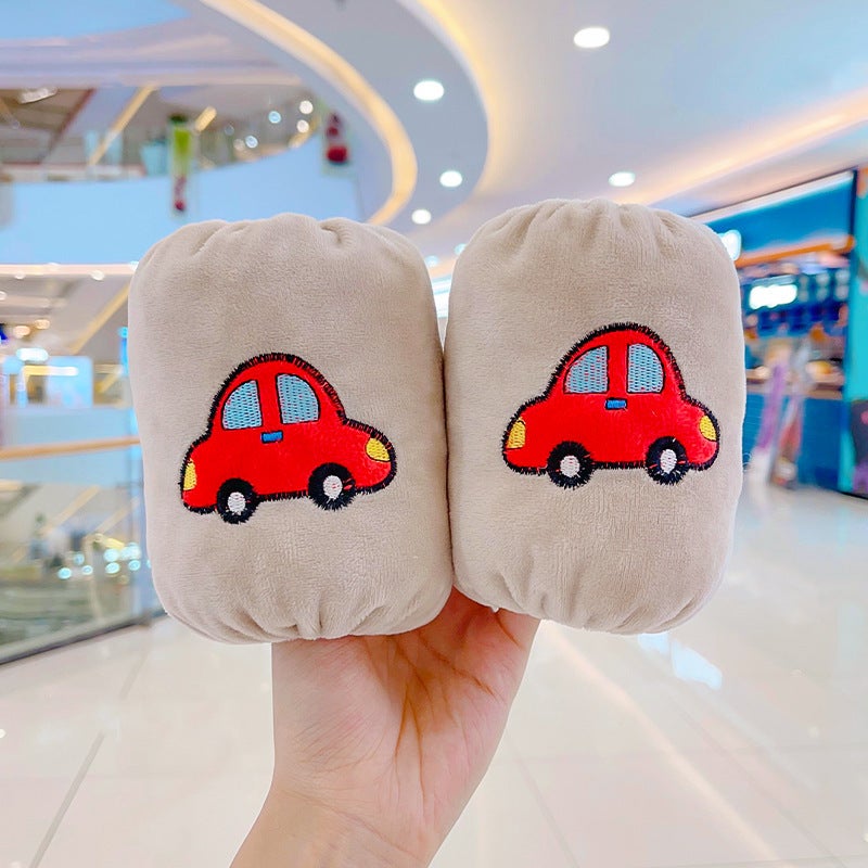 Cute Cartoon Sleeve Covers for Kids Khaki car 