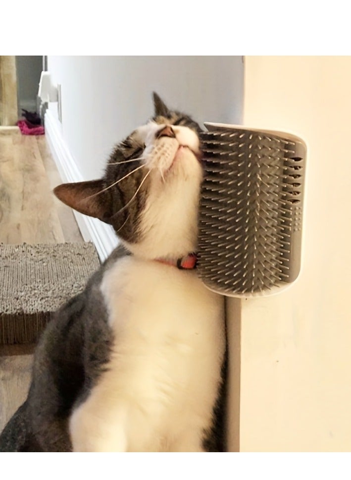 Loquat Wall-Mounted Cat Self Groomer with Massage Comb Brush - Perfect for Kitten and Puppy Grooming and Relaxation - Image 1
