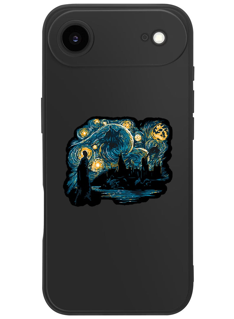 Theodor Protective Slim Fit Case Liquid Silicone Cover with Full Body Protection Anti-Scratch Shockproof Case For Apple iPhone 17 Air (Black) Starry nights - Image 1