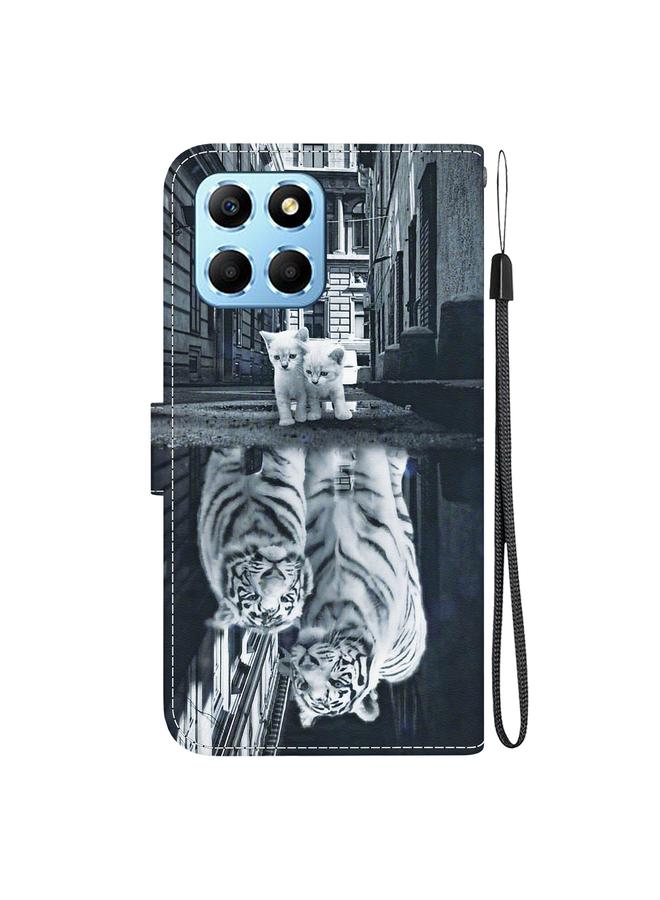 اس-توب جراب هاتف جلدي برسومات ملونة وملمس كريستالي لهاتف Honor X8 5G - Image 3