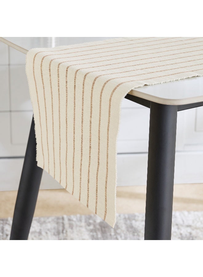 Home Box Ribbed Table Runner - Cream and Beige Stripes - Image 2