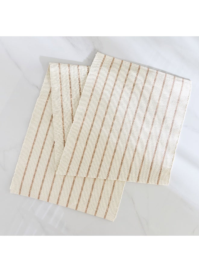 Home Box Ribbed Table Runner - Cream and Beige Stripes - Image 3