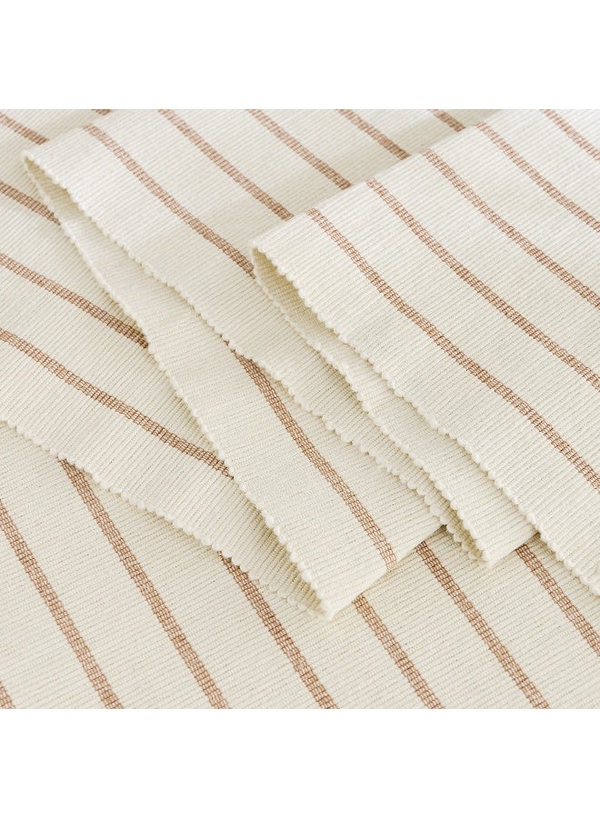 Home Box Ribbed Table Runner - Cream and Beige Stripes - Image 4