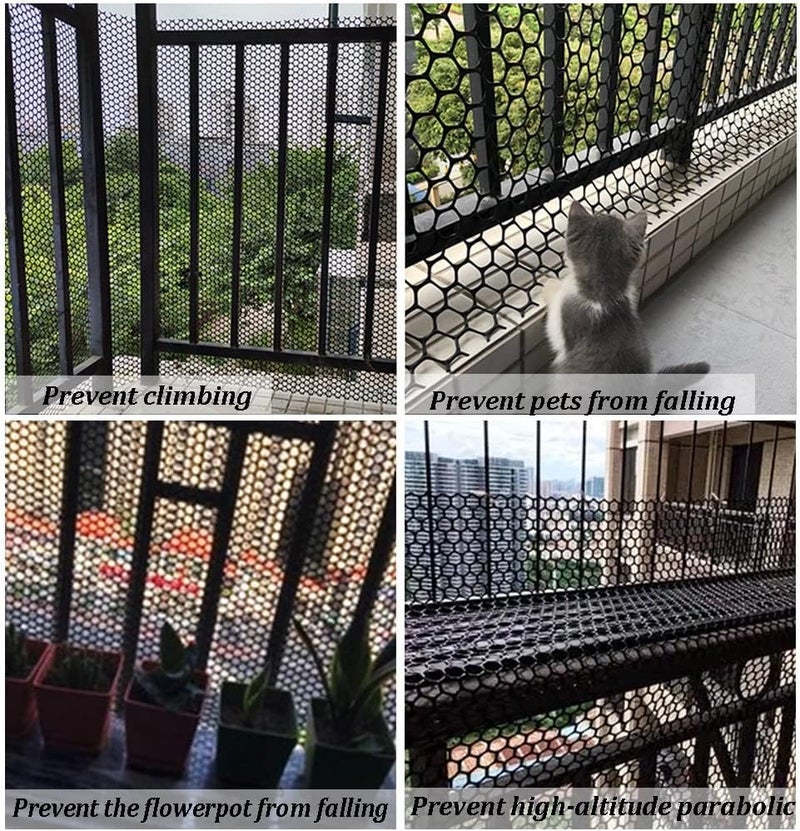 Etlegor Safety Net for Child Pet, Balcony Protection Net Plastic Fencing Barrier Safety Fence Roll Outdoor Mesh Fence Poultry Breeding Net Hole Diameter: 0.8cm Multi-Purpose Garden Netting - Image 4