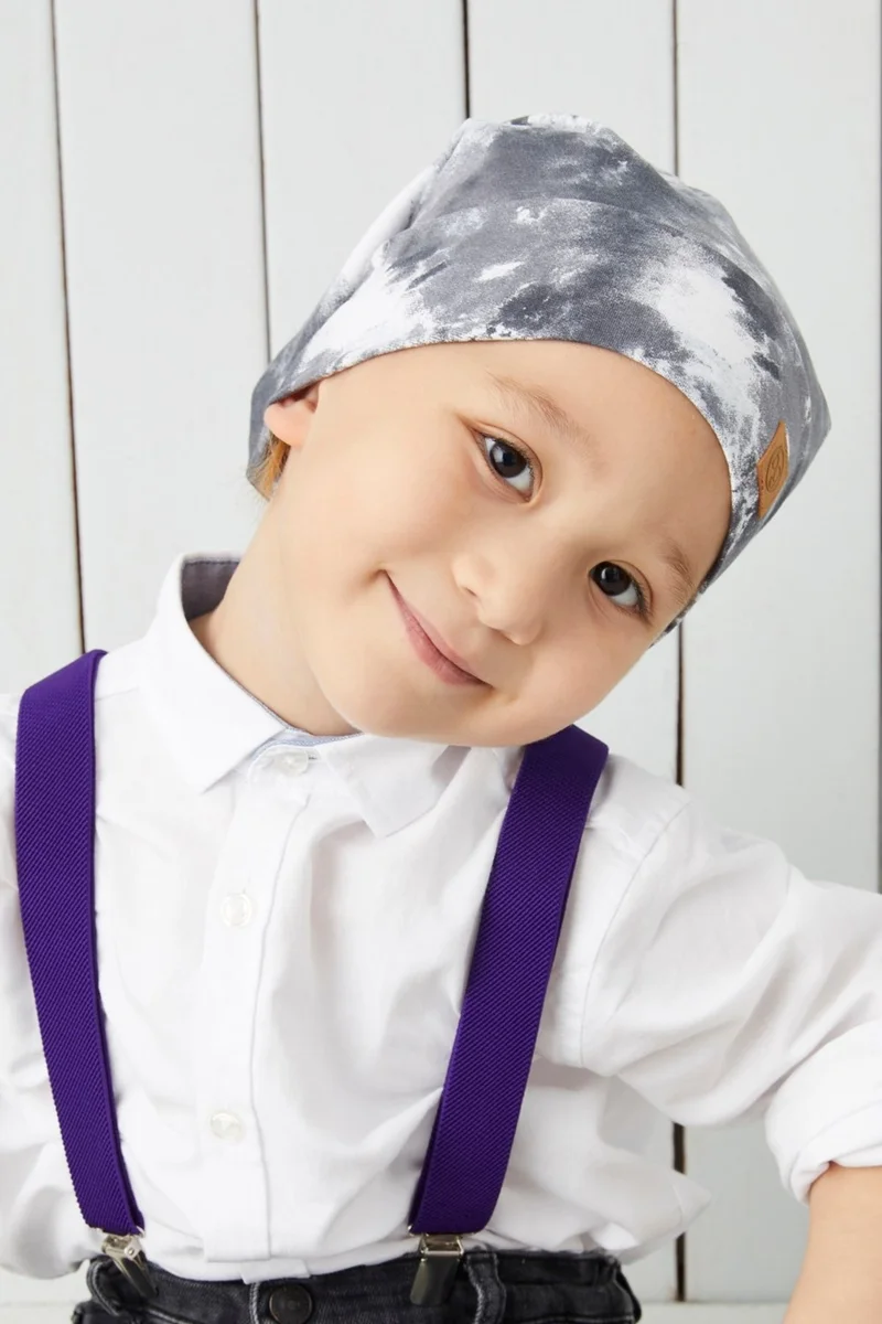 Babygiz Boy's Batik Gray Yarn 4 Season Hat Beanie Buff Soft Combed Cotton