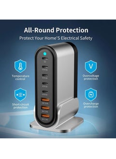 KASTWAVE 285W 8-Port USB C PD Fast Charging Station - Wall Charger with 6ft Power Cable, Compatible with MacBook Pro, iPad Pro, iPhone 14/13/Mini/Pro/13Pro Max/12, Samsung Galaxy  - Image 4