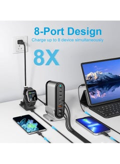 KASTWAVE 285W 8-Port USB C PD Fast Charging Station - Wall Charger with 6ft Power Cable, Compatible with MacBook Pro, iPad Pro, iPhone 14/13/Mini/Pro/13Pro Max/12, Samsung Galaxy  - Image 2