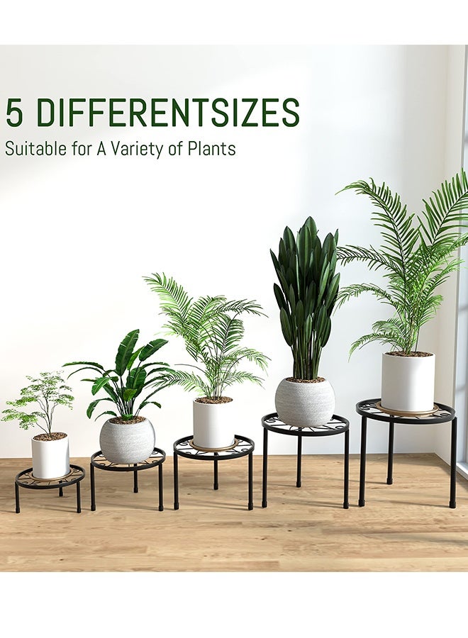 5 Pack Metal Plant Stands, Heavy Duty Flower Pot Stands for Multiple Plant, Anti-Rust Iron Plant Pot Shelf, Decoration Racks for Home Indoor and Outdoor (Black) - Image 2